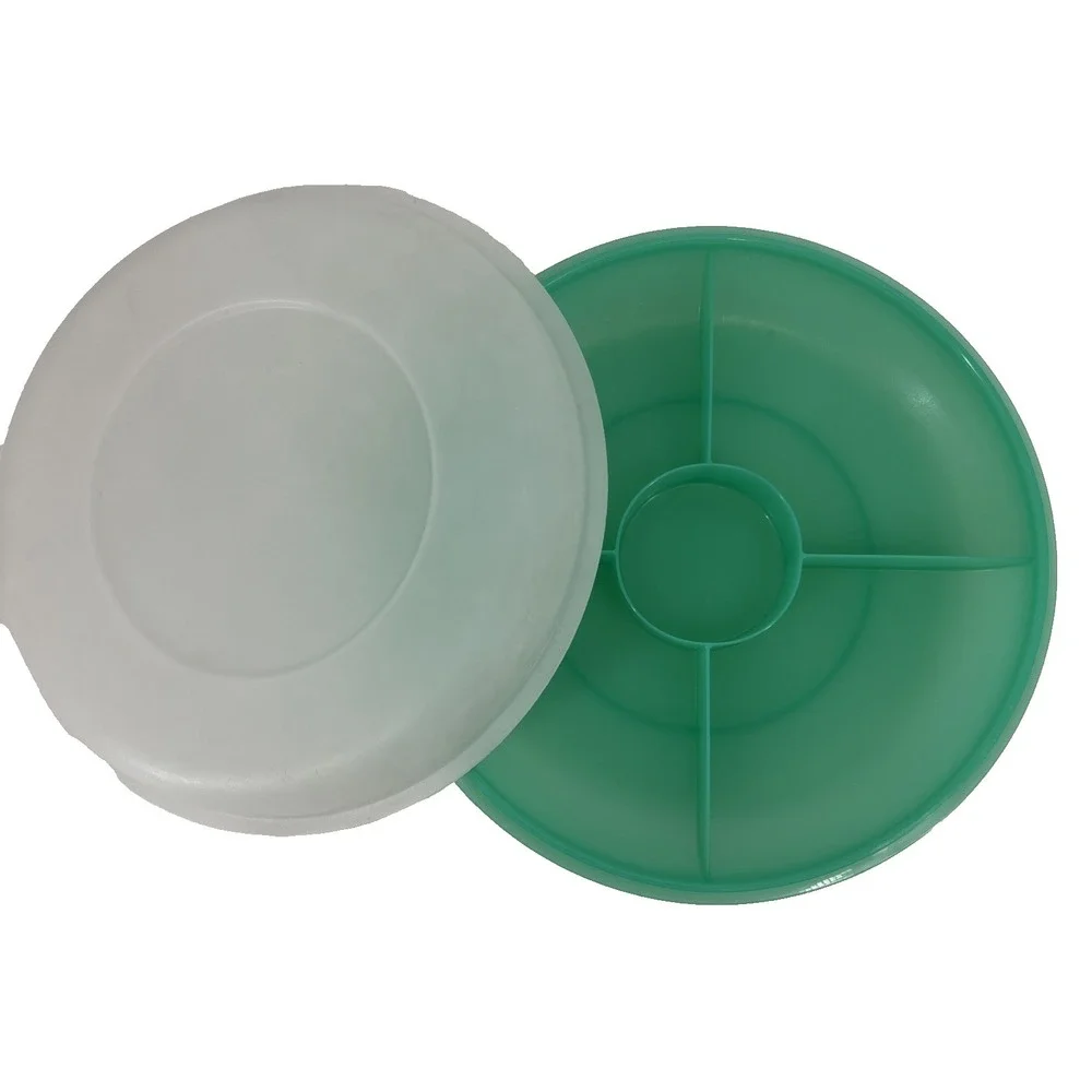 Tupperware Vintage‎ Divided Veggie & Dip Serving Tray W/ Lid Teal Green 1708